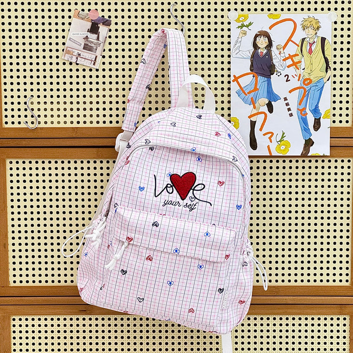 Embroidered Heart-Themed Casual Backpack Kalsten