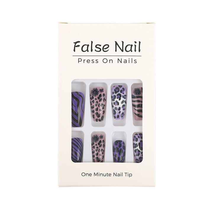 Creative leopard and stripe design artificial nails Kalsten