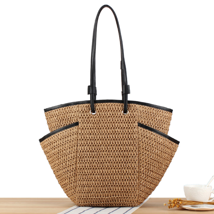 Braided Beach Bag with Elegant Leather Accent Kalsten