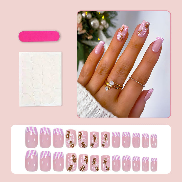 Artificial nail set with festive glitter and Christmas motifs Kalsten