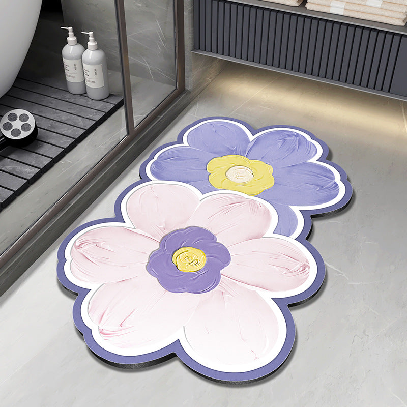 Floral Design Plush Bath Mat Kalsten