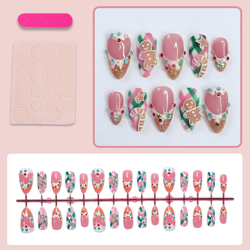 Artificial nail set with festive Christmas motifs and glitter accents Kalsten