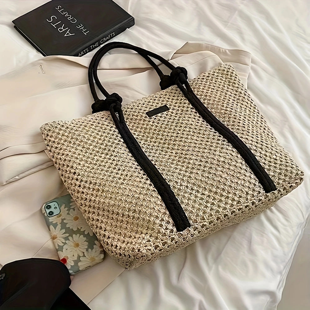 Spacious straw shopping bag with sturdy carry handles Kalsten