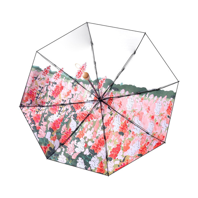Ladies folding umbrella with floral design and practical storage bag Kalsten