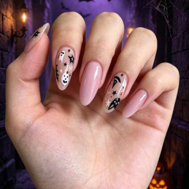 Artistic Halloween-Themed Press-On Nail Design Kalsten
