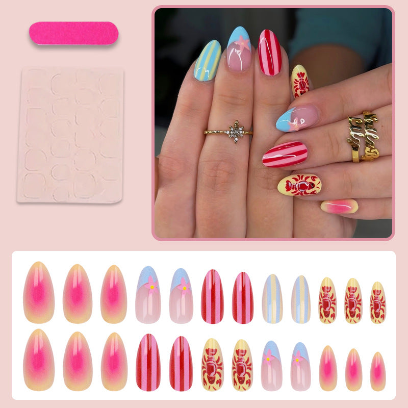 Acrylic nail set with floral pattern and creative designs Kalsten
