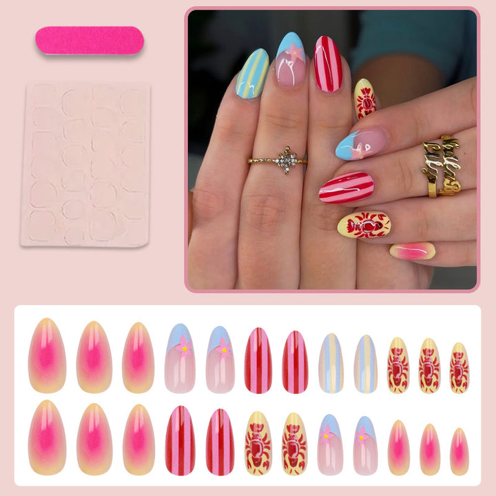 Acrylic nail set with floral pattern and creative designs Kalsten