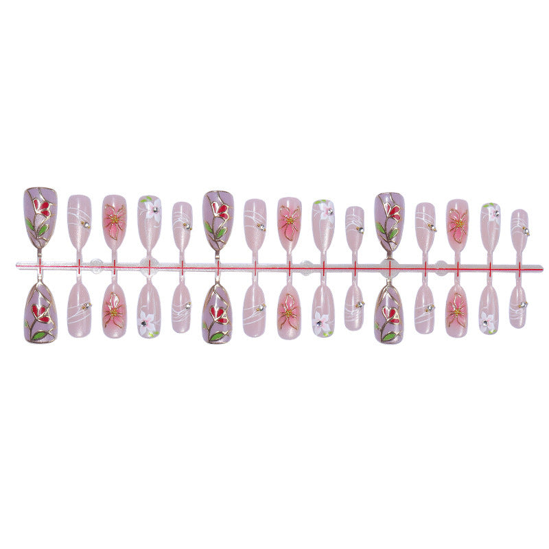 Artificial artificial nails with floral design and shimmering finish Kalsten