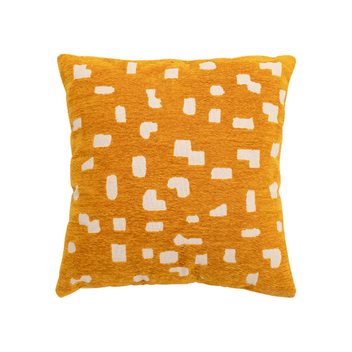 Decorative cushion with abstract pixel pattern and soft bouclé cover