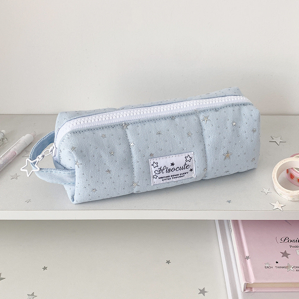 Star Patterned Canvas Pencil Case