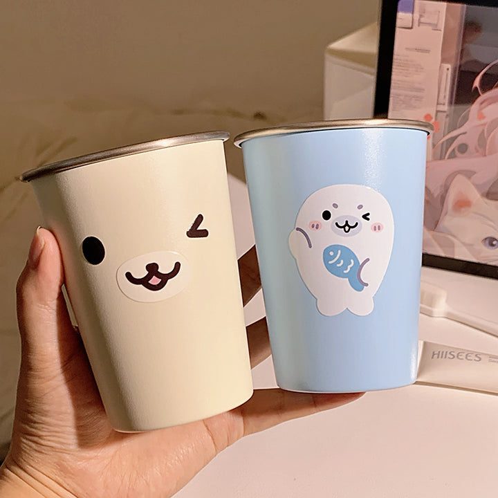 Stainless steel cup with cute seal motif Kalsten