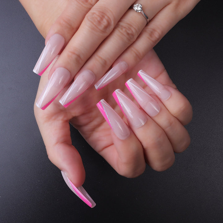 Long Stiletto Press-On Nails with Elegant French Tip Design Kalsten