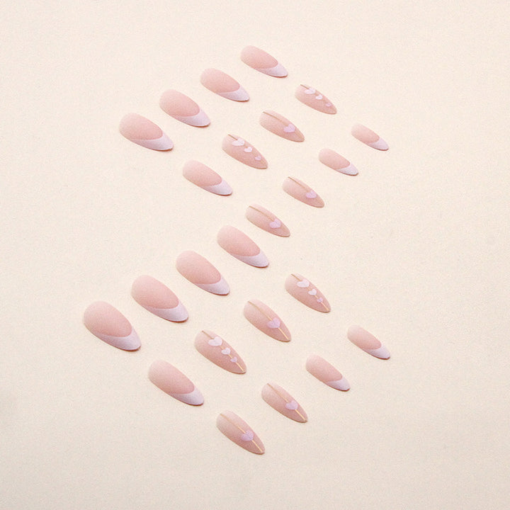 Heart-Embellished Acrylic Nail Extensions Kalsten