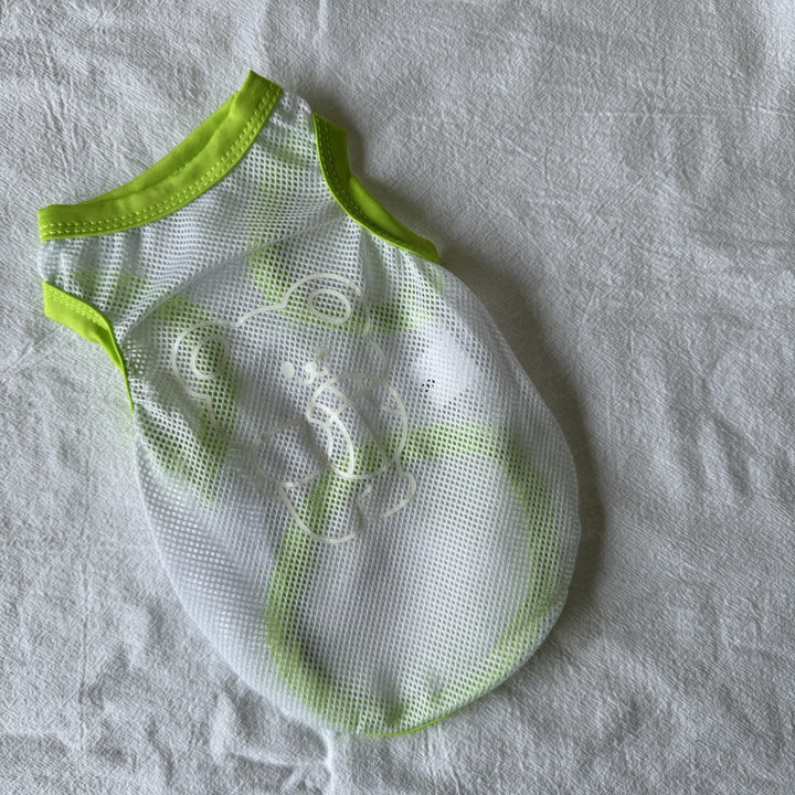Lightweight Breathable Mesh Pet Tank Top with Reflective Bear Print and Contrast Trim