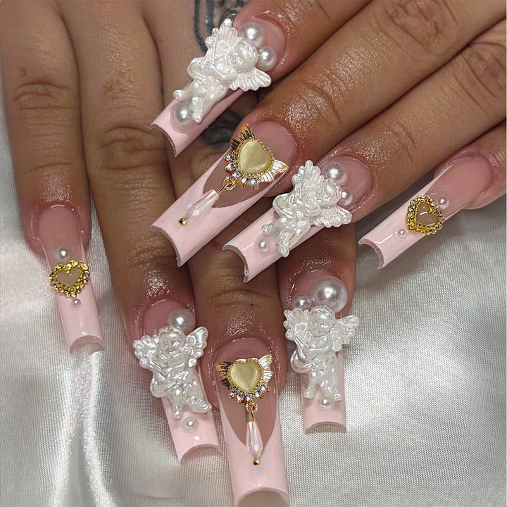 Decorative Press-On Nail Set with 3D Accents kalsten