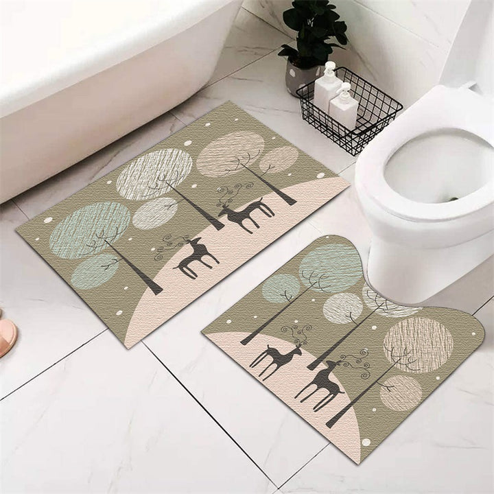 Festive Holiday-Themed Bathroom Mat Set