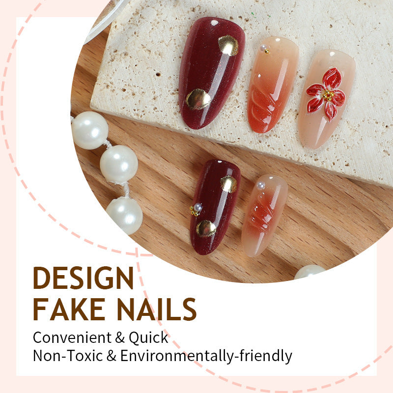 Acrylic nail set with elegant floral design and shimmering accents Kalsten