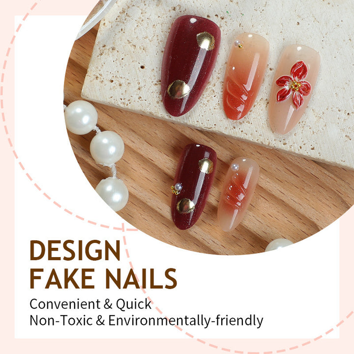 Acrylic nail set with elegant floral design and shimmering accents Kalsten