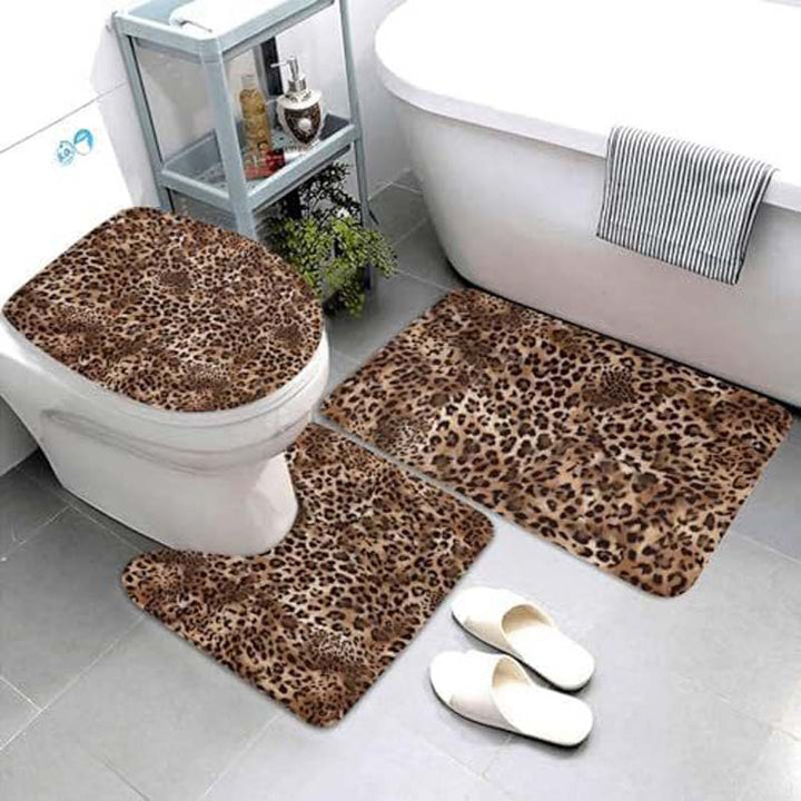 Geometric Pattern Bathroom Mat Set