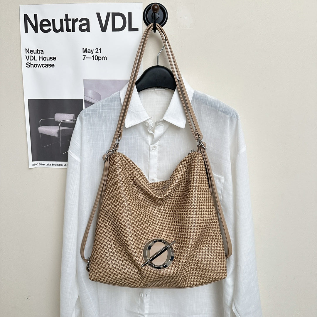Textured Houndstooth Shoulder Bag