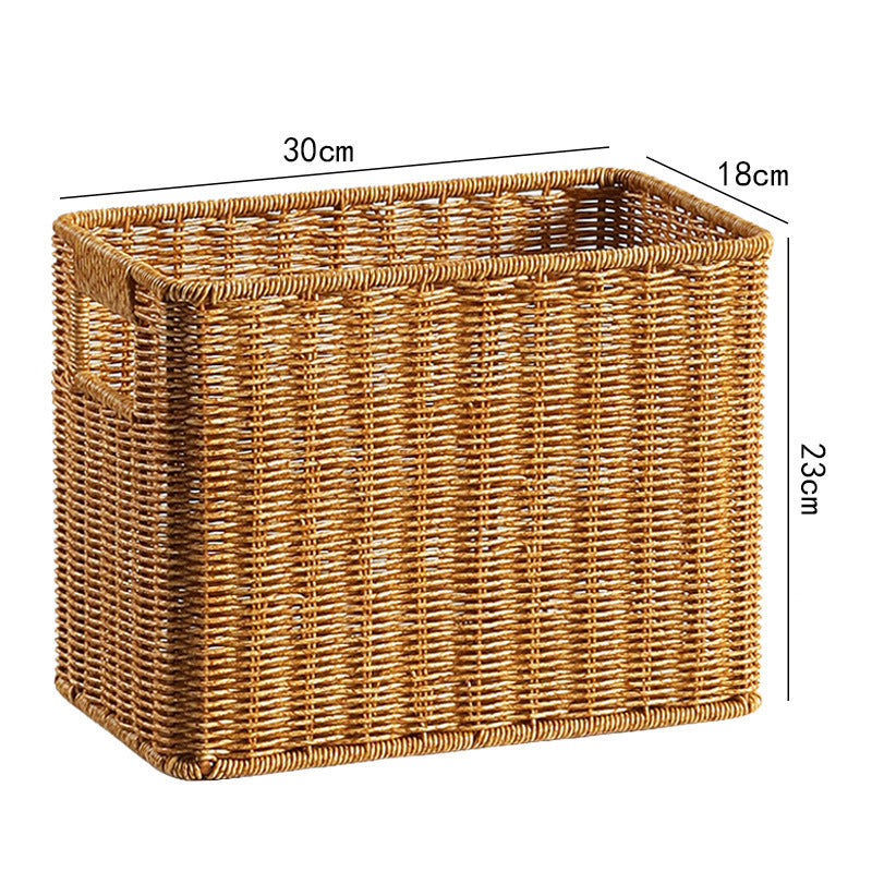 Handwoven Rectangular Storage Basket with Cutout Handles Kalsten