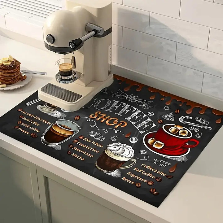 Coffee-Themed Kitchen Mat