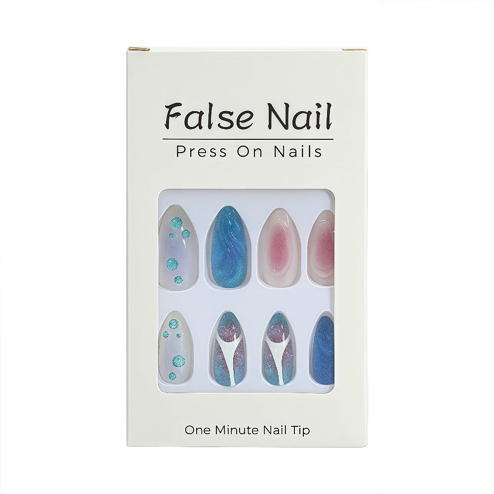 Acrylic Nail Set with Modern Aqua Designs Kalsten