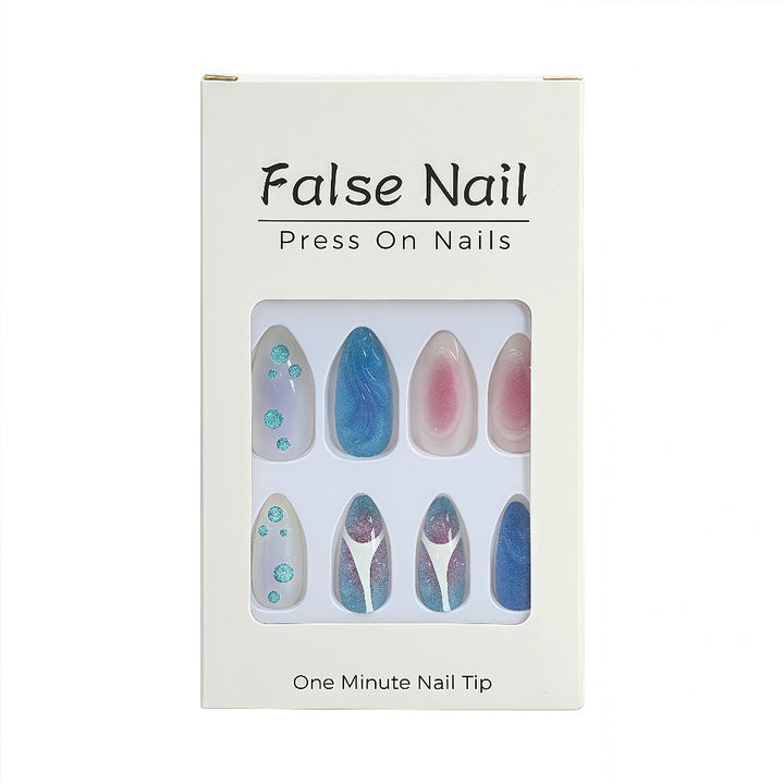 Acrylic Nail Set with Modern Aqua Designs Kalsten