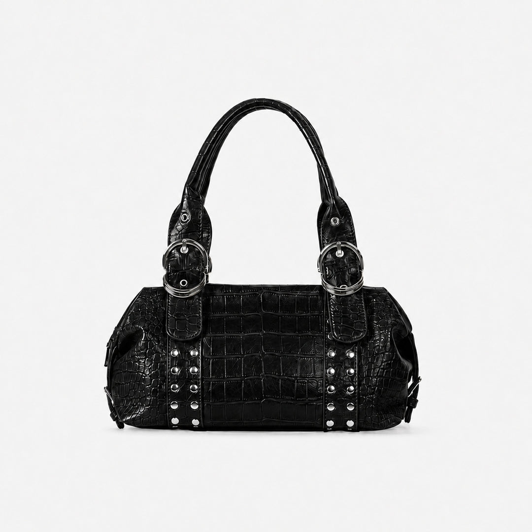 Crocodile-Effect Structured Handbag