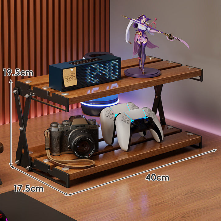 Triple-Tier Wooden Desktop Display & Gaming Controller Organizer