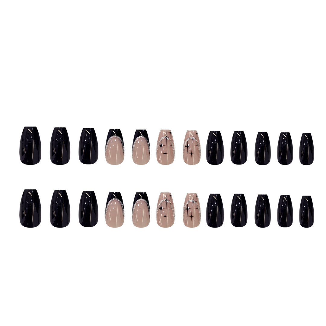 Elegant and artistic stiletto artificial nails with glitter embellishments Kalsten