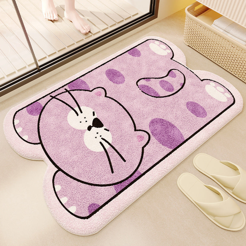 Cartoon Bear-Shaped Plush Bath Rug for Bathroom