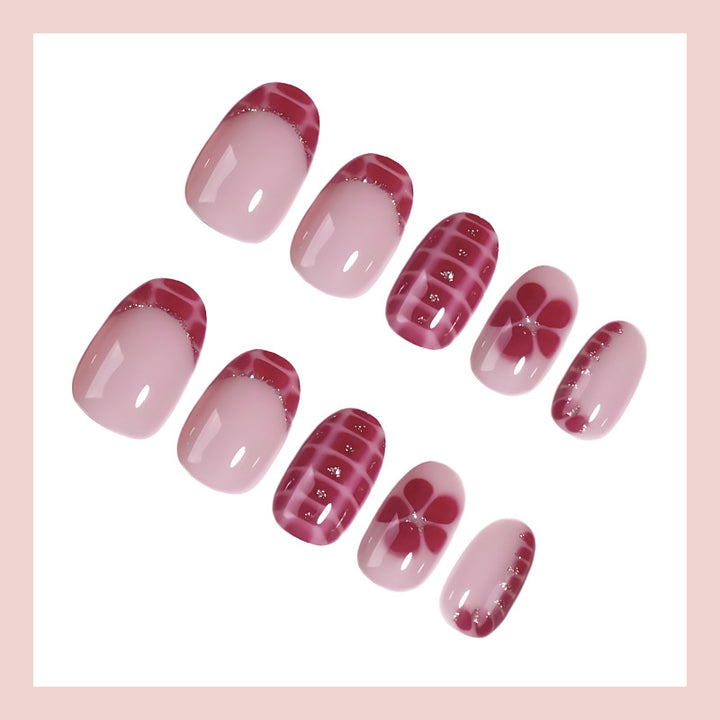 Artificial nail set with creative flower and diamond patterns Kalsten