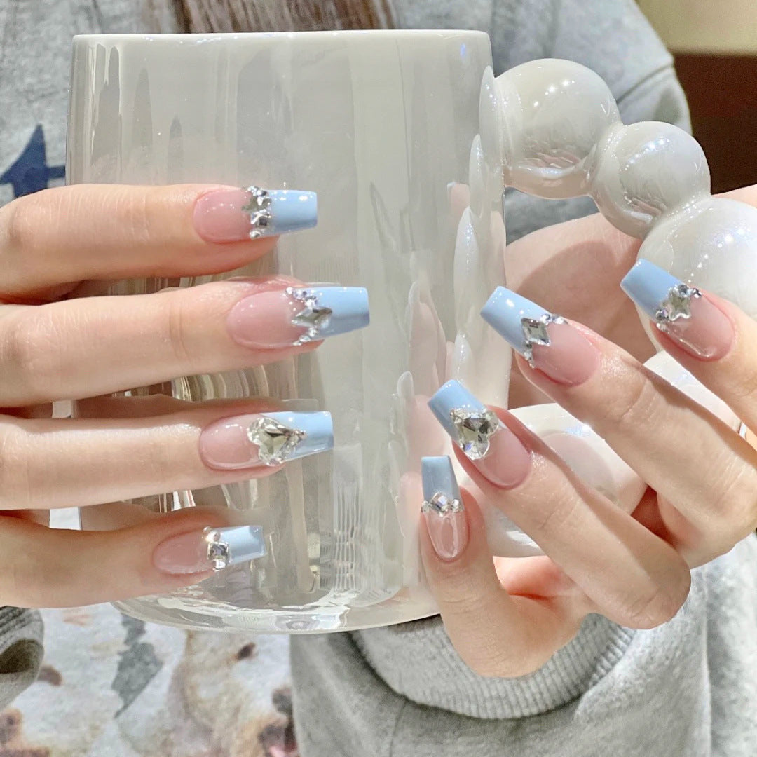 Elegant Rhinestone Embellished Press-On Nail Art