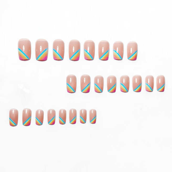 Elegant Rainbow French Tip Nail Art Kalsten