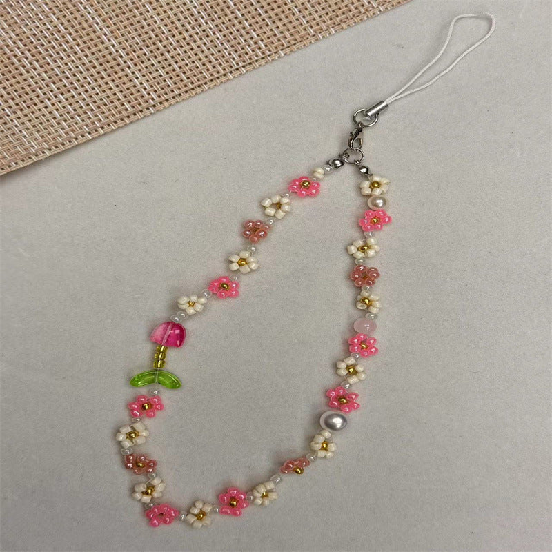 Floral Beaded Phone Strap Kalsten
