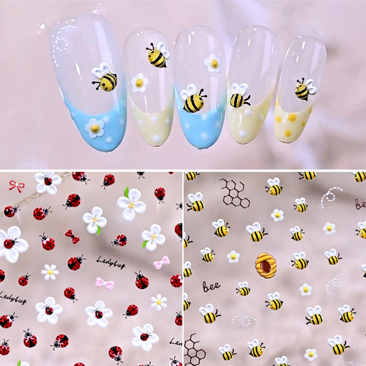 Bee-Themed Nail Art Sticker Set