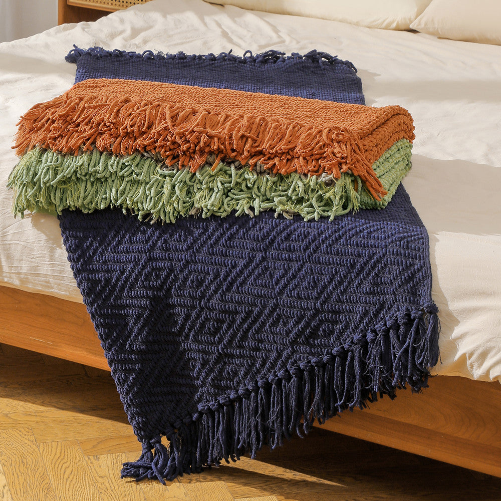 Handwoven Textured Throw Blanket Kalsten