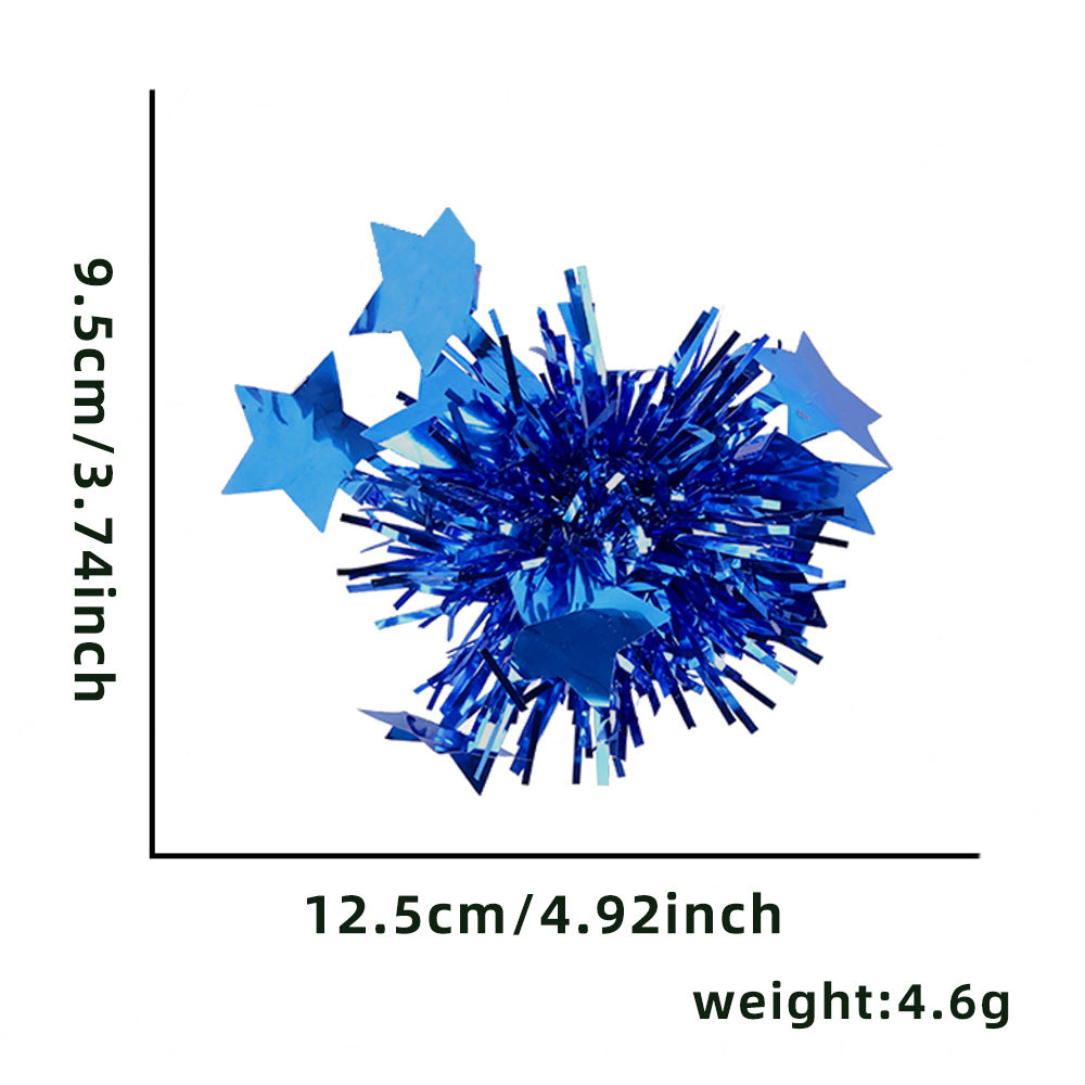 Independence Day sparkly tinsel starburst pom pom cat teaser toy Kalsten