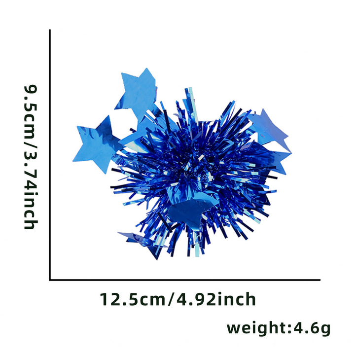 Unisex nan shiny metallic tinsel pompom with star pendants Kalsten