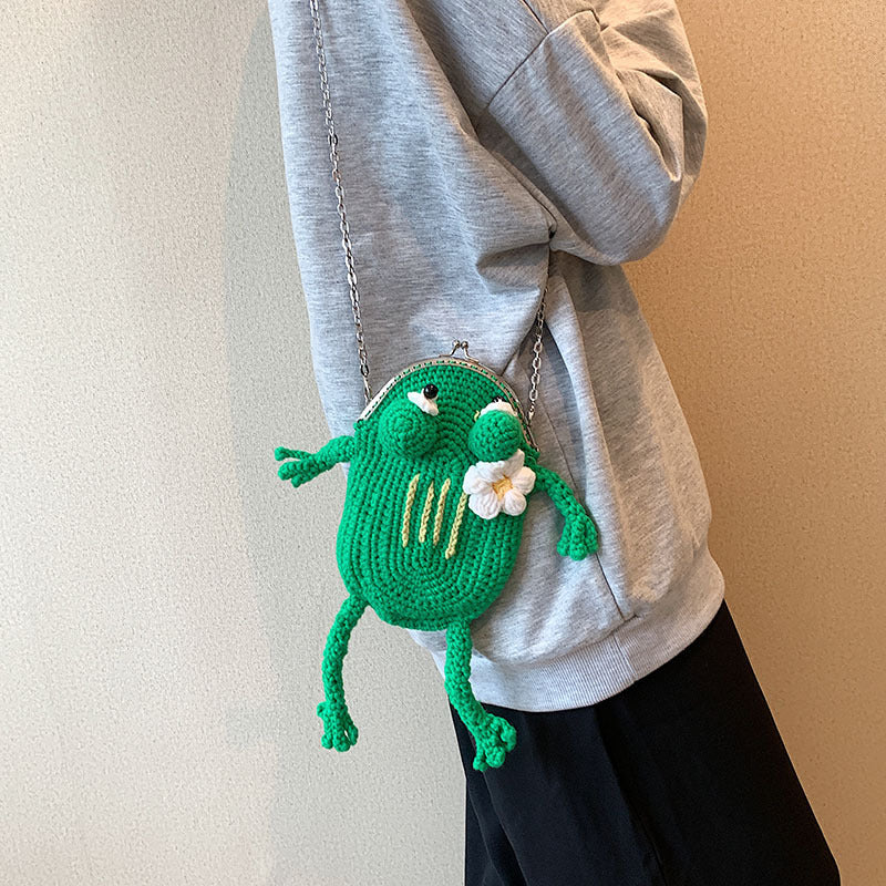 Frog-Shaped Crochet Mini Handbag