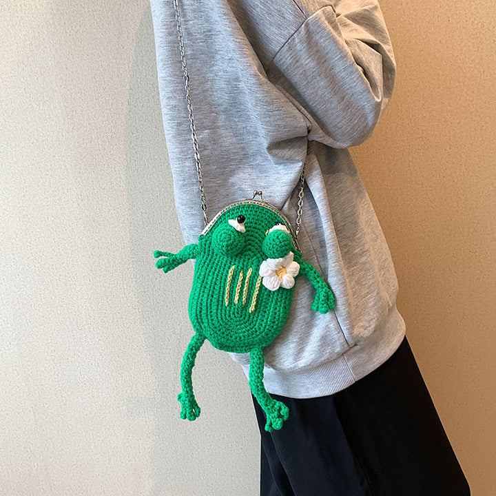 Frog-Shaped Crochet Mini Handbag