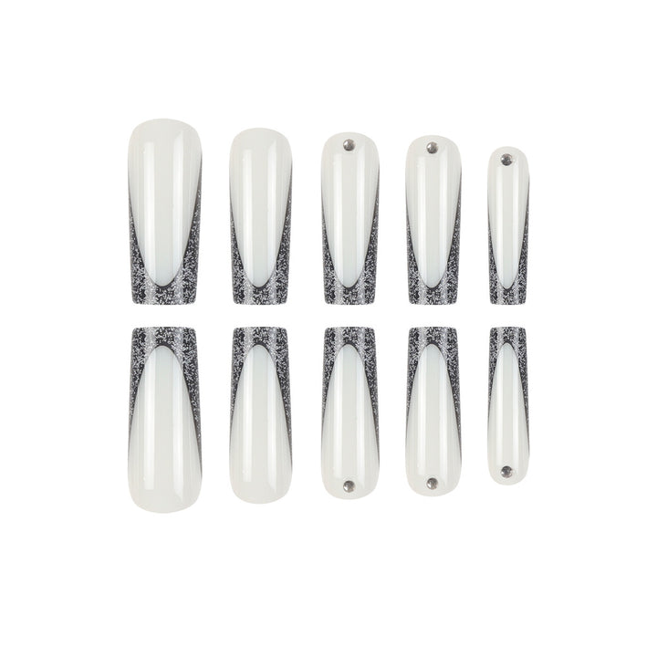 Elegant Stiletto Press-On Nails with Glittery Tips Kalsten