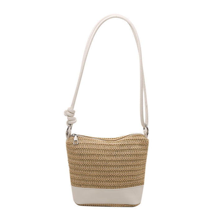 Woven Straw and Leather Crossbody Bag Kalsten