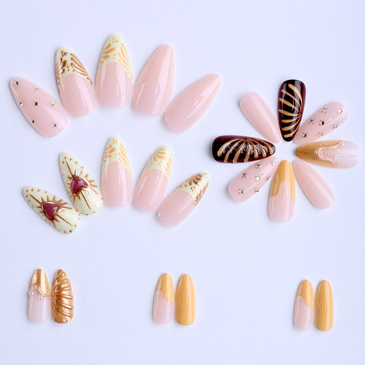 Elegant Artificial Nails with Glitter Accents Kalsten