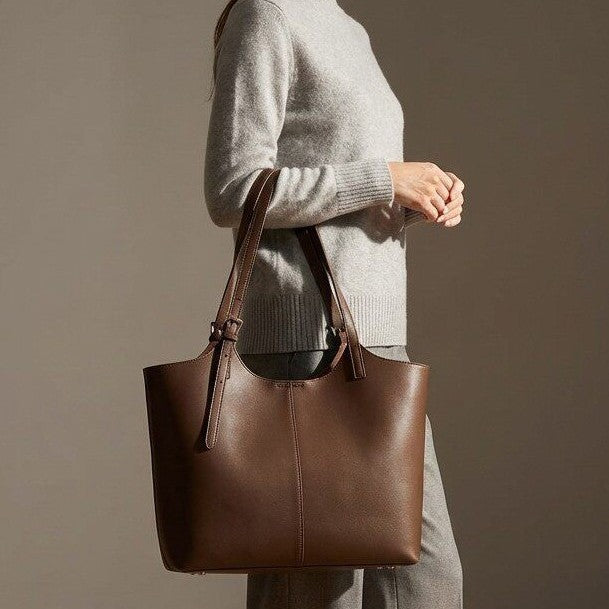 Structured Pebbled Leather Shoulder Tote