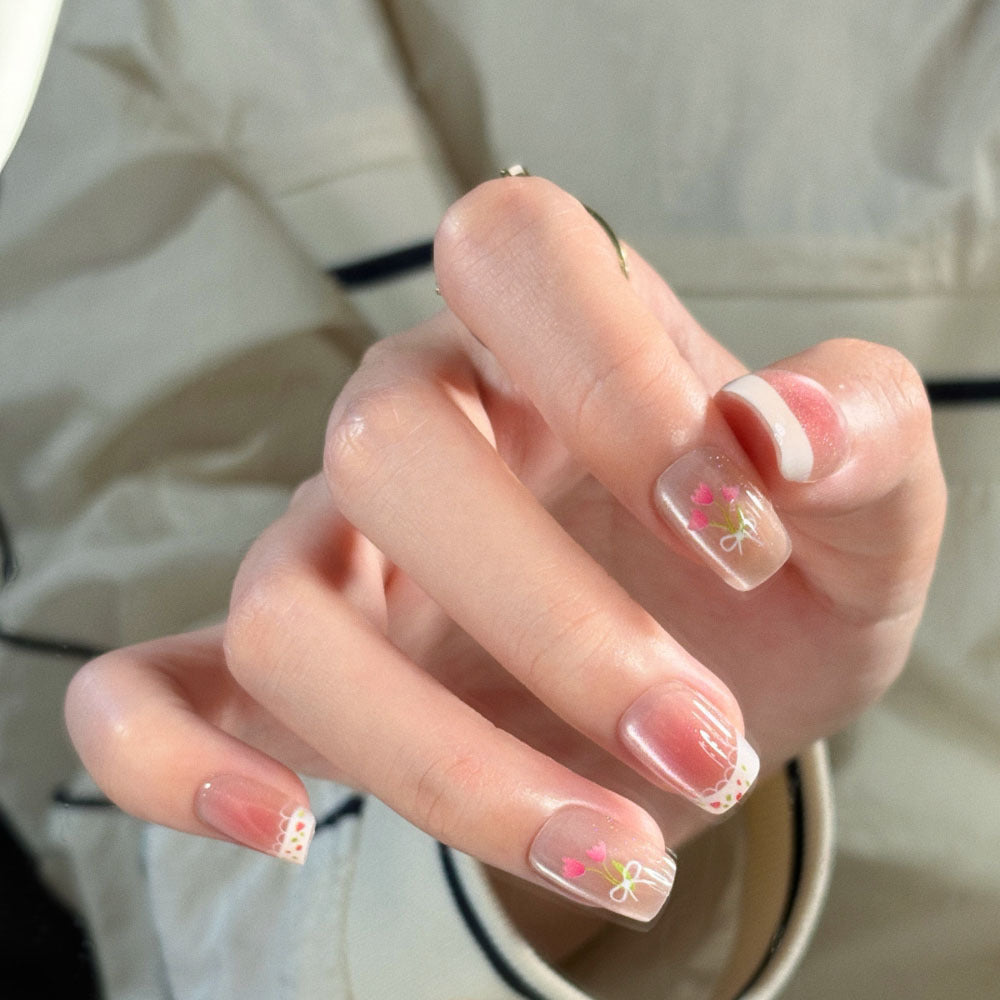Elegant Stiletto Press-On Nail Set with Silver Embellishments Kalsten