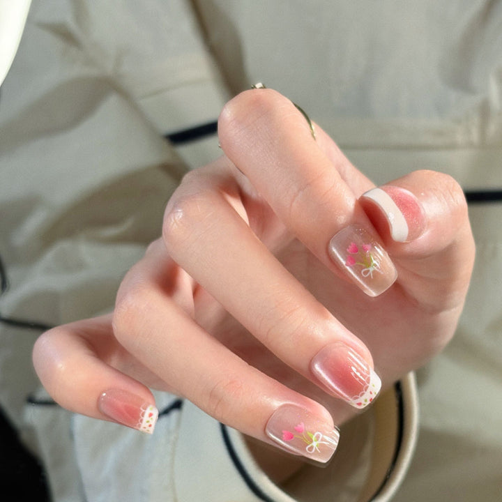 Elegant Stiletto Press-On Nail Set with Silver Embellishments Kalsten