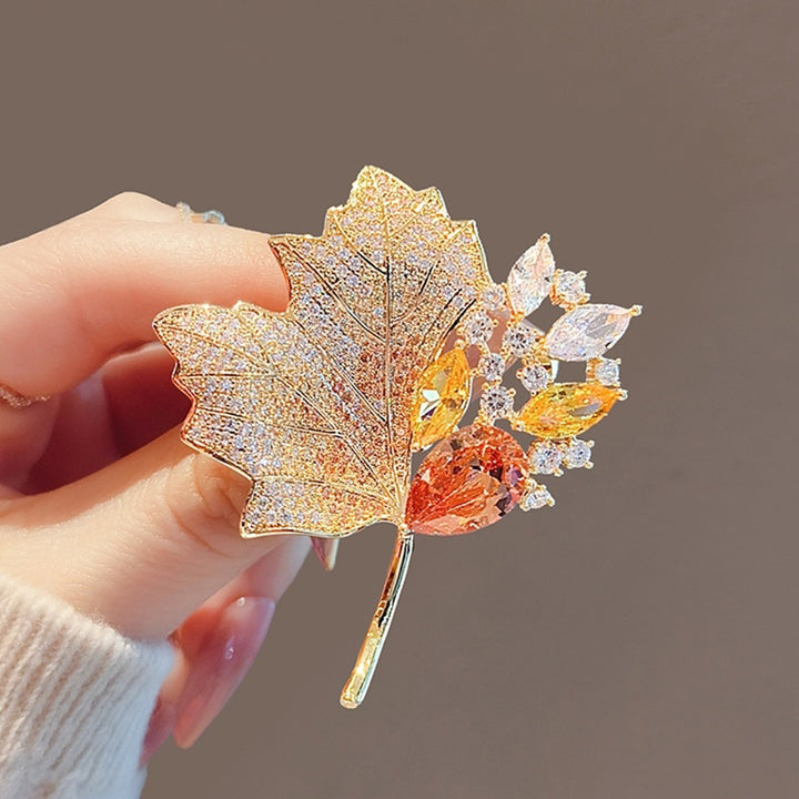Exquisite leaf brooch with sparkling crystals Kalsten