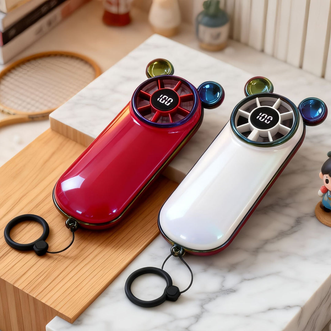 Women's Portable Mini Fan with Digital Display and Animal Ears Kalsten
